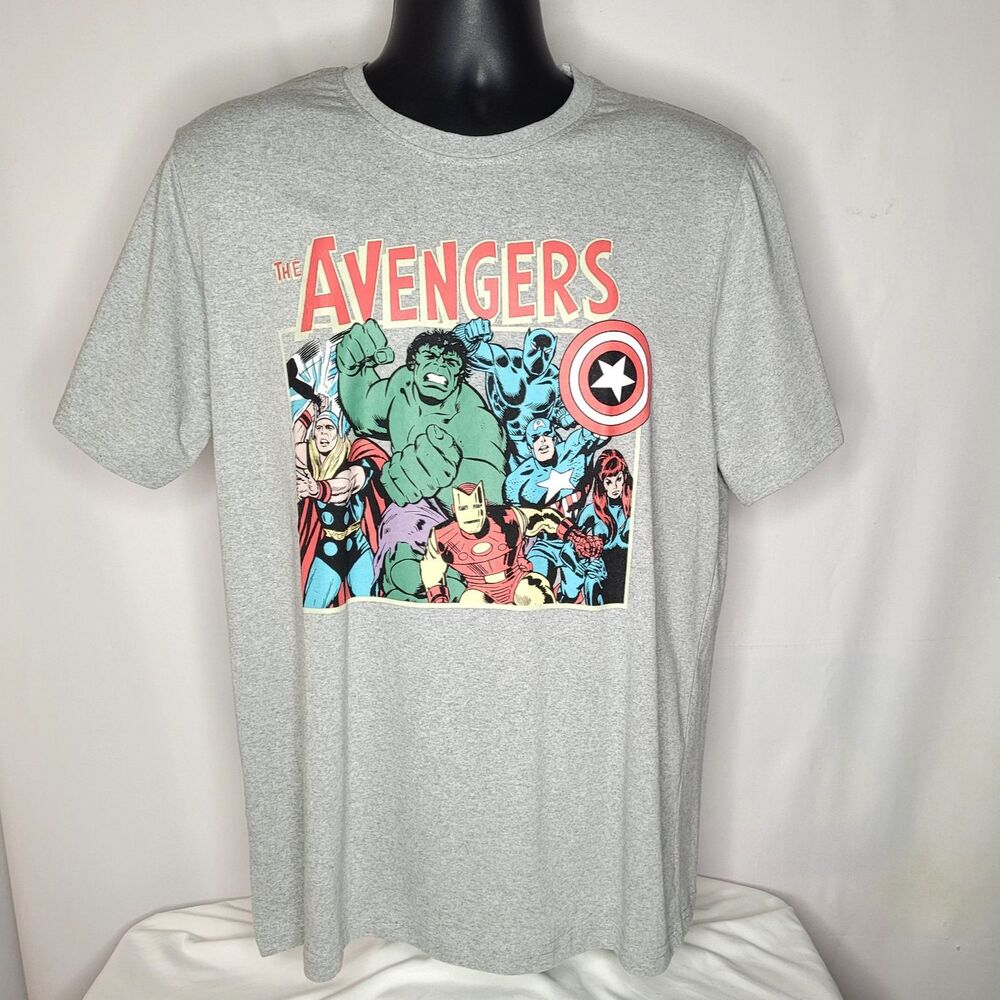 Marvel Avengers Retro Comic Graphic Tee Ash Gray L